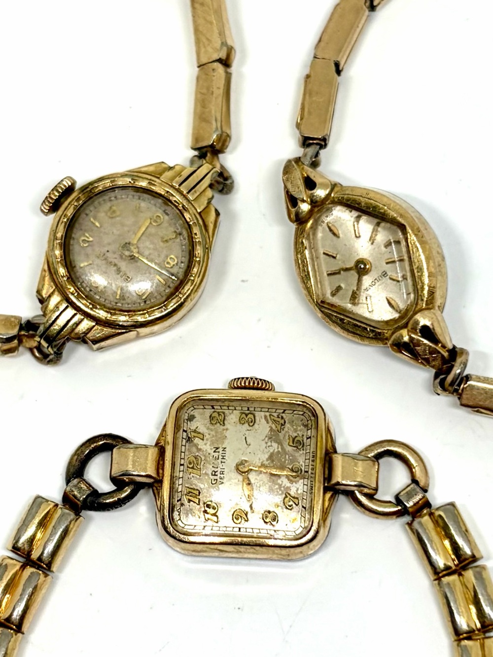 3 Vintage Gold Filled Women’s Mechanical Wind up Watches Bulova Gruen RREPAIR